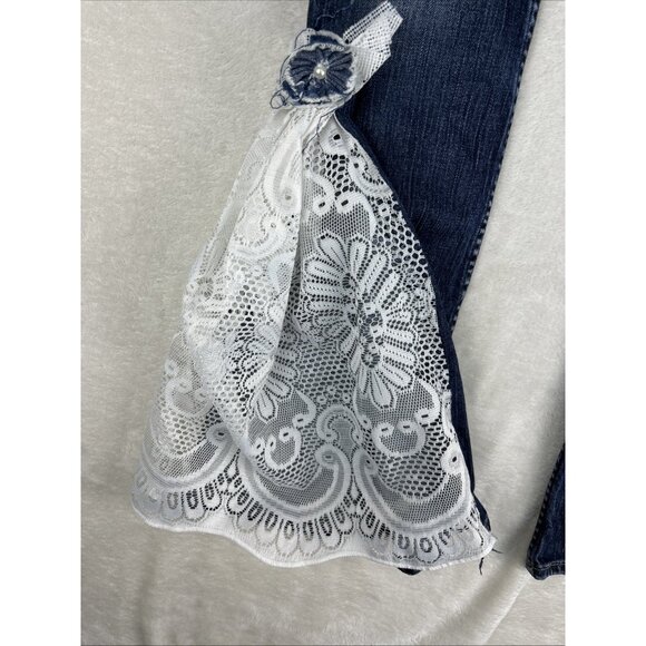 Silver Jeans Toni Women’s 27 Custom Lace Flower Modified Hippie Boho Floral - Picture 4 of 16